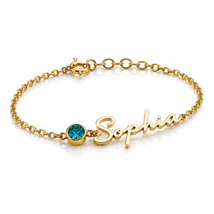 Personalized Cursive Name & Birthstone Bracelet Jewellar