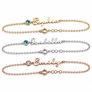 Personalized Cursive Name & Birthstone Bracelet Jewellar