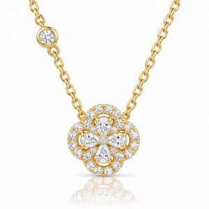 Radiant Clover Zirconia Necklace - Gold-Plated 925 Sterling Silver