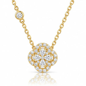 Radiant Clover Zirconia Necklace - Gold-Plated 925 Sterling Silver