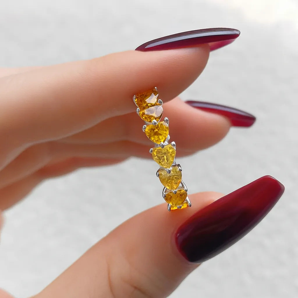 Seraphina Heart 925 sterling silver zircon ring with heart-shaped design and chamfered square pattern – available in brown, pink, and white by Jewellar