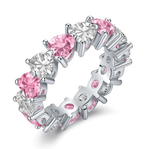 Seraphina Heart 925 sterling silver zircon ring with heart-shaped design and chamfered square pattern – available in brown, pink, and white by Jewellar