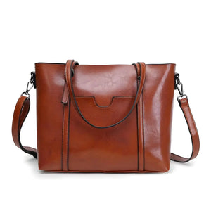 Seraphine – Retro chic one-strap PU oil wax leather messenger bag in coffee, black, red, and brown