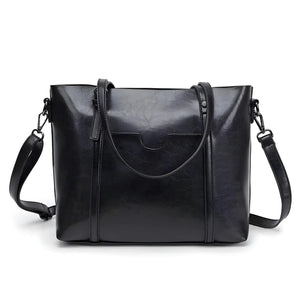 Seraphine – Retro chic one-strap PU oil wax leather messenger bag in coffee, black, red, and brown