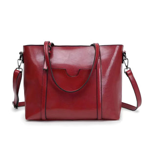 Seraphine – Retro chic one-strap PU oil wax leather messenger bag in coffee, black, red, and brown