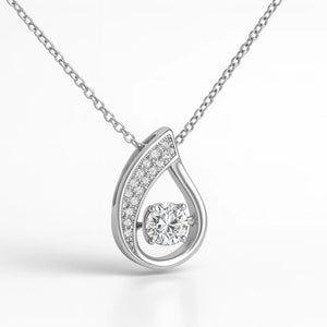 Serenova S925 silver smart pendant necklace with dancing sparkle, CZ inlay, adjustable 21–50 cm chain—heart, droplet, U-shape, and cross styles.