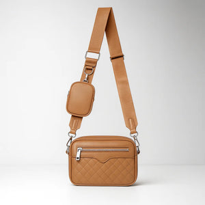 Rhombus PU leather crossbody messenger bag with zipper closure – Serenya Crossbody by Jewellar