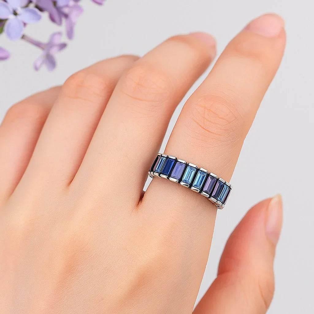 Silva Gradia – 925 Silver Geometric Diamond Ring - Jewellar