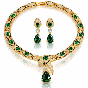 Snake Zirconia Necklace & Earring Set - 925 Sterling Silver