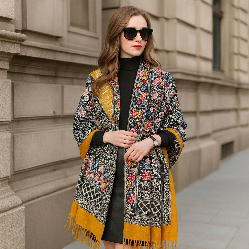 Solène Wrap – Oversized Wool Plaid Scarf - Jewellar