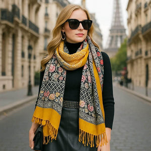 Solène Wrap – Oversized Wool Plaid Scarf - Jewellar
