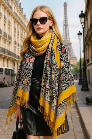 Solène Wrap – Oversized Wool Plaid Scarf - Jewellar