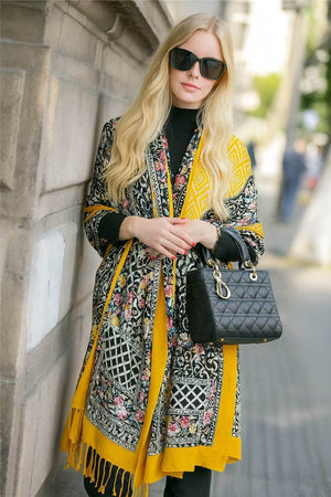 Solène Wrap – Oversized Wool Plaid Scarf - Jewellar