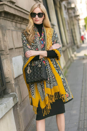 Solène Wrap – Oversized Wool Plaid Scarf - Jewellar