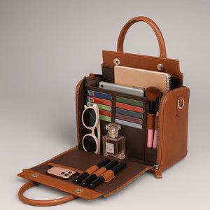 Chic orange PU leather tote bag with zipper closure and spacious design – Solenne Tote by Jewellar