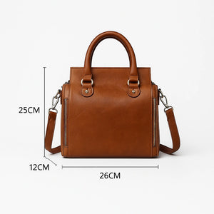 Chic orange PU leather tote bag with zipper closure and spacious design – Solenne Tote by Jewellar