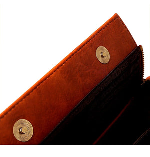 Chic orange PU leather tote bag with zipper closure and spacious design – Solenne Tote by Jewellar