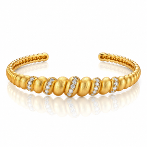 Sorelle Ribbed Twist Zirconia Cuff - 18K Gold-Plated 925 Sterling Silver Jewellar