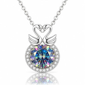 Swanheart Rainbow Moissanite Necklace - 925 Sterling Silver