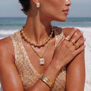 Emerald Cut Zirconia Halo Necklace Earrings Set