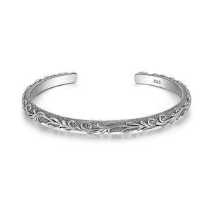 Tang Bloom – 925 Silver Carved Vintage Bracelet - Jewellar