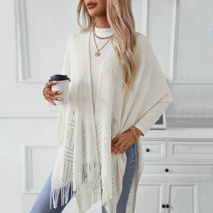 Tasselé Cape – Mid-Length Knit Sweater Shawl - Jewellar