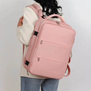 Large-capacity waterproof Oxford backpack with multiple compartments and air-pillow straps – TravelPro Oxford Backpack by Jewellar