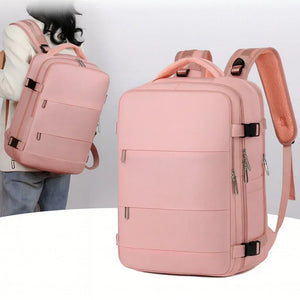 Large-capacity waterproof Oxford backpack with multiple compartments and air-pillow straps – TravelPro Oxford Backpack by Jewellar