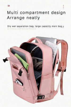 Large-capacity waterproof Oxford backpack with multiple compartments and air-pillow straps – TravelPro Oxford Backpack by Jewellar