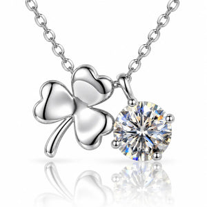 Triselle Adjustable Clover Moissanite Necklace - 925 Sterling Silver