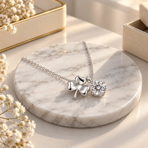 Triselle Adjustable Clover Moissanite Necklace - 925 Sterling Silver