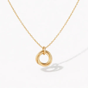 18K gold plated twisted circle pendant necklace on delicate chain