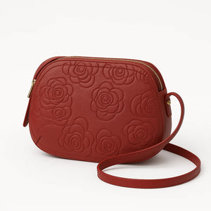 Valencia Luxe genuine leather messenger tote with embossed vintage design – available in brown and red by Jewellar