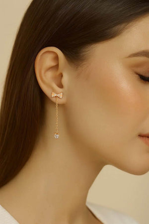 Velia Bow – 925 Silver Tassel Stud Earrings - Jewellar