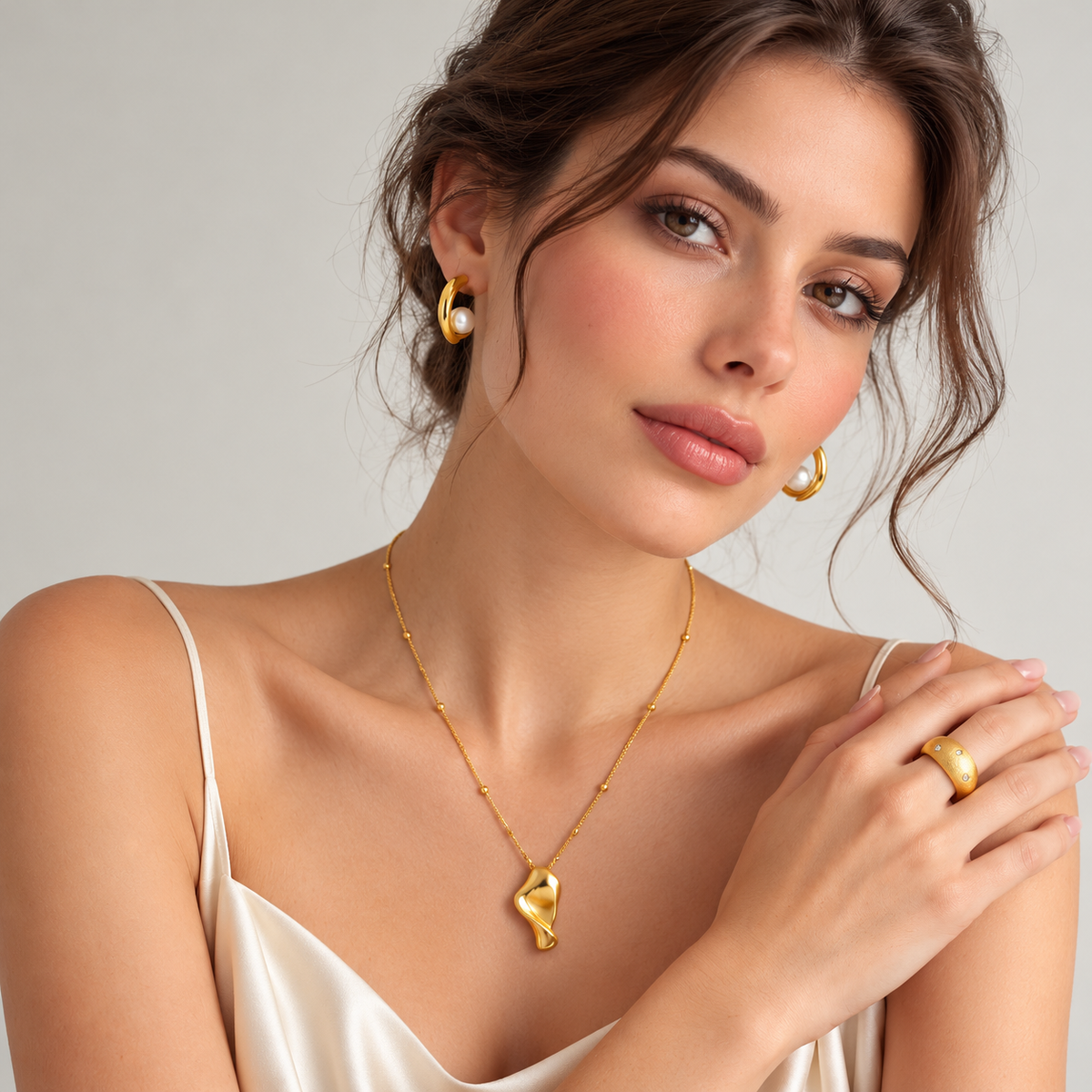 Velora Adjustable Folded Petal Necklace - 18K Gold-Plated 925 Sterling Silver Jewellar