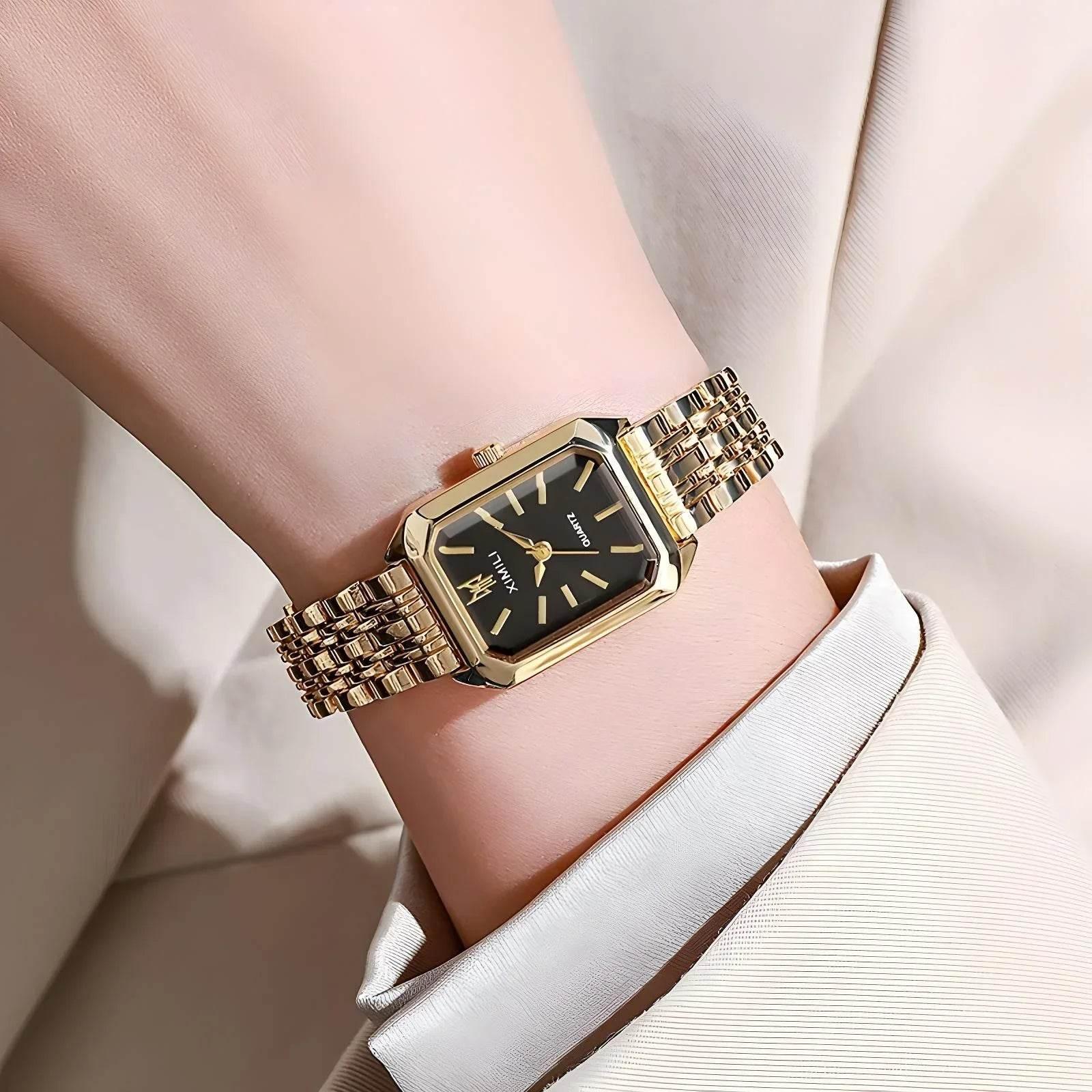 Velora Square – Elegant Steel Strap Quartz Watch - Jewellar