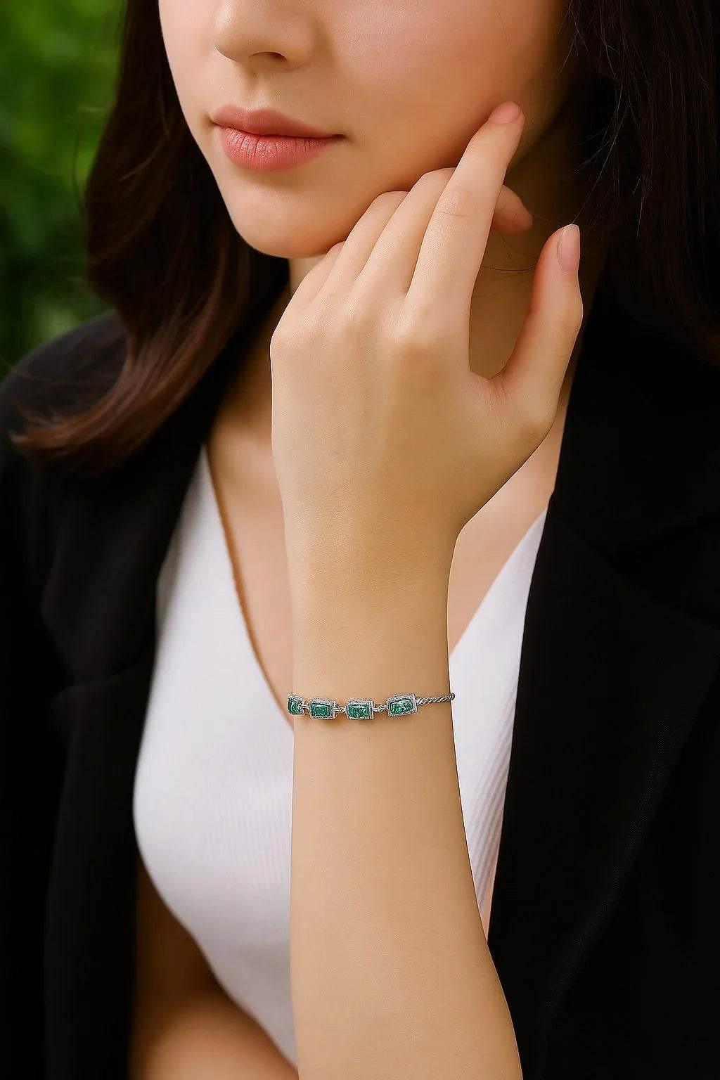 Verde Grace – 925 Silver Emerald Bracelet for Women - Jewellar