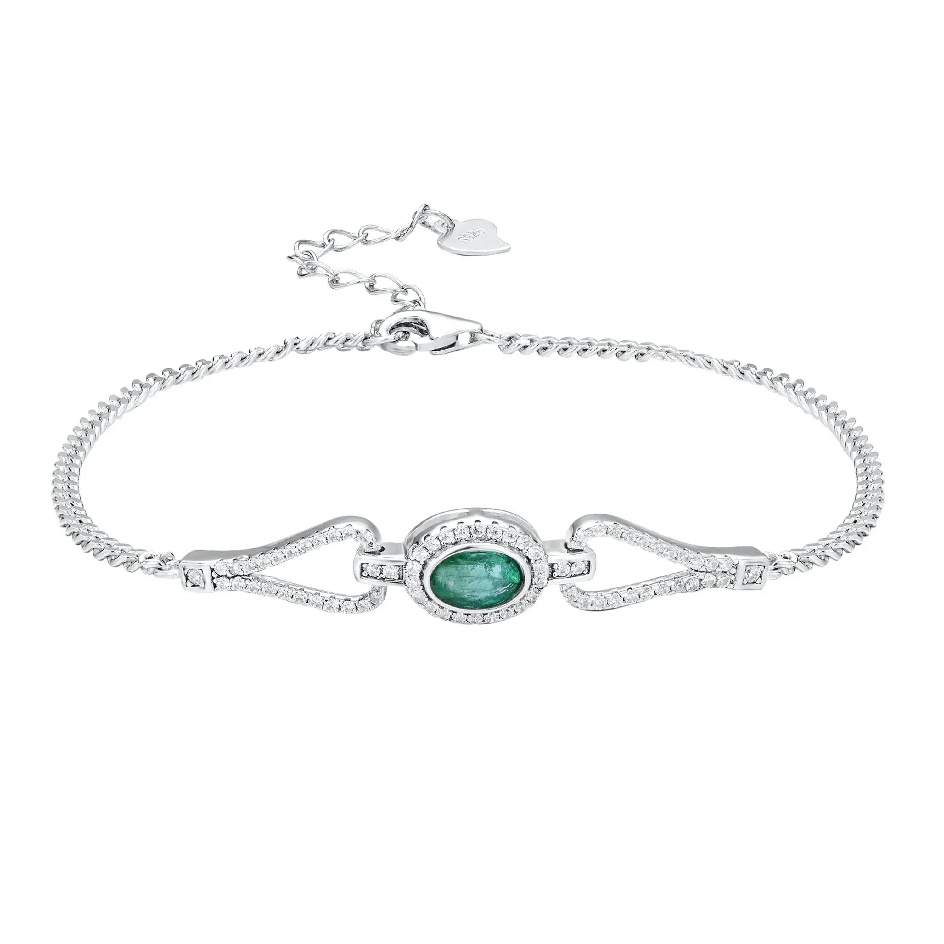 Verdelia – 925 Silver Emerald Zircon Bracelet - Jewellar