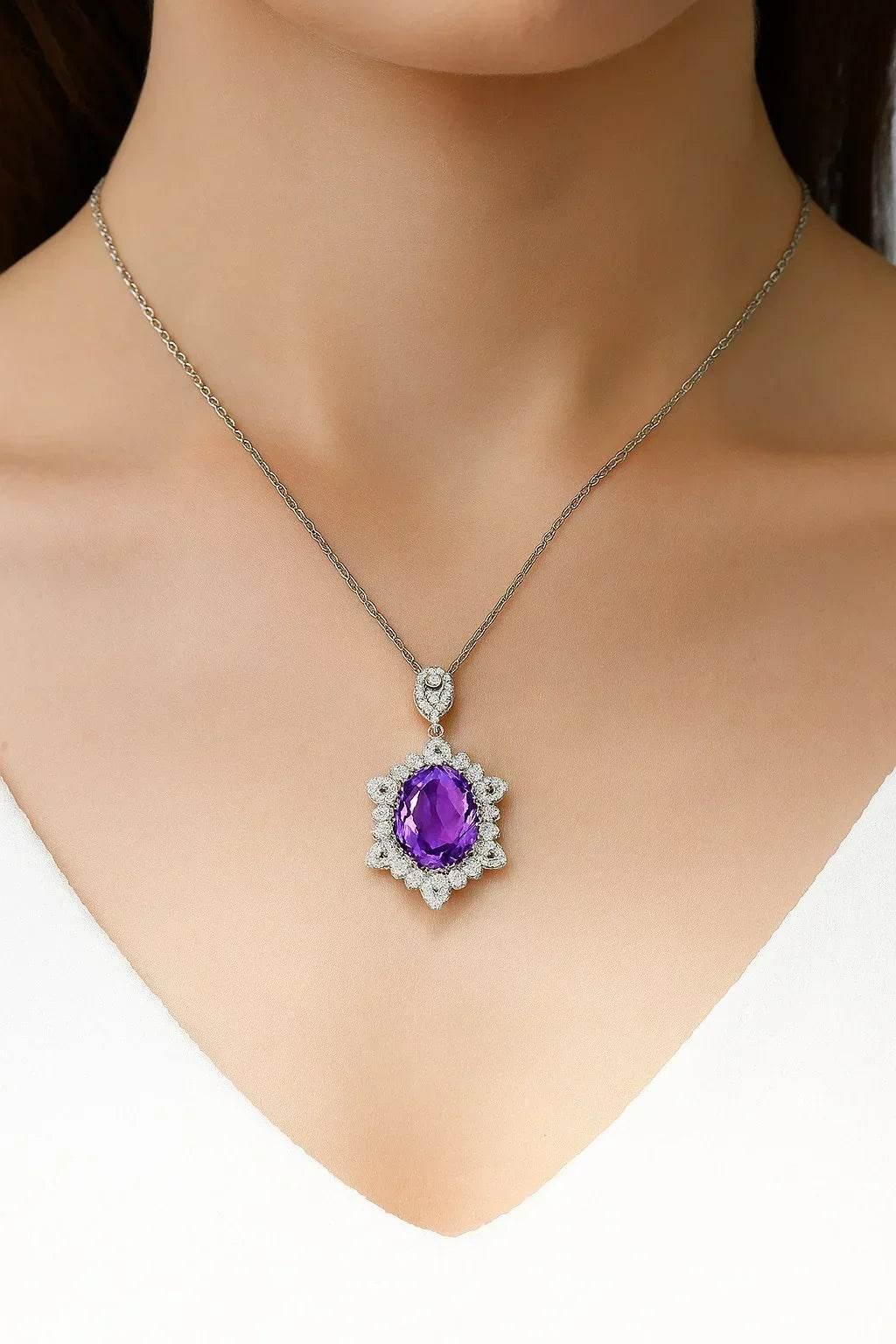 Violet Crown – 925 Silver Amethyst Pendant - Jewellar