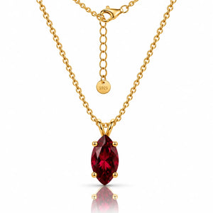 Virelle Adjustable Marquise Garnet Necklace - 18K Gold-Plated 925 Sterling Silver