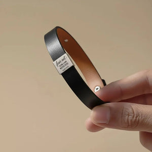 Custom Men's Engraved Leather Bracelet (Custom Inside & Outside) - Jewellar