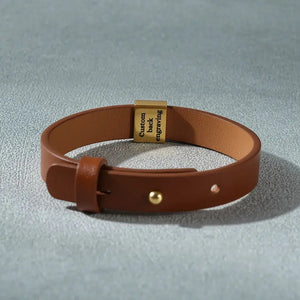 Custom Men's Engraved Leather Bracelet (Custom Inside & Outside) - Jewellar