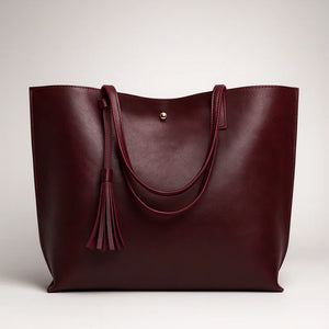 Large-capacity PU leather tote bag with magnetic closure – Aureline Tote by Jewellar