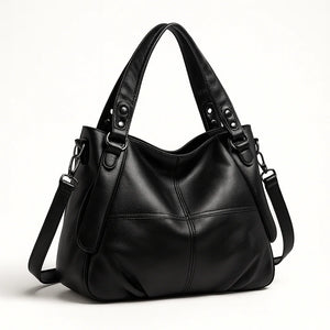 Elegant genuine leather large capacity shoulder bag in classic design with versatile carrying options – by Jewellar