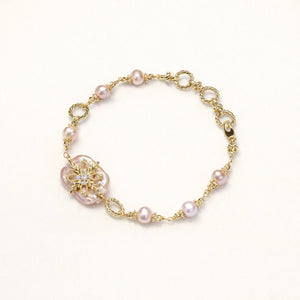Aurielle Pearl Bloom – 14K Gold Baroque Bracelet Jewellar