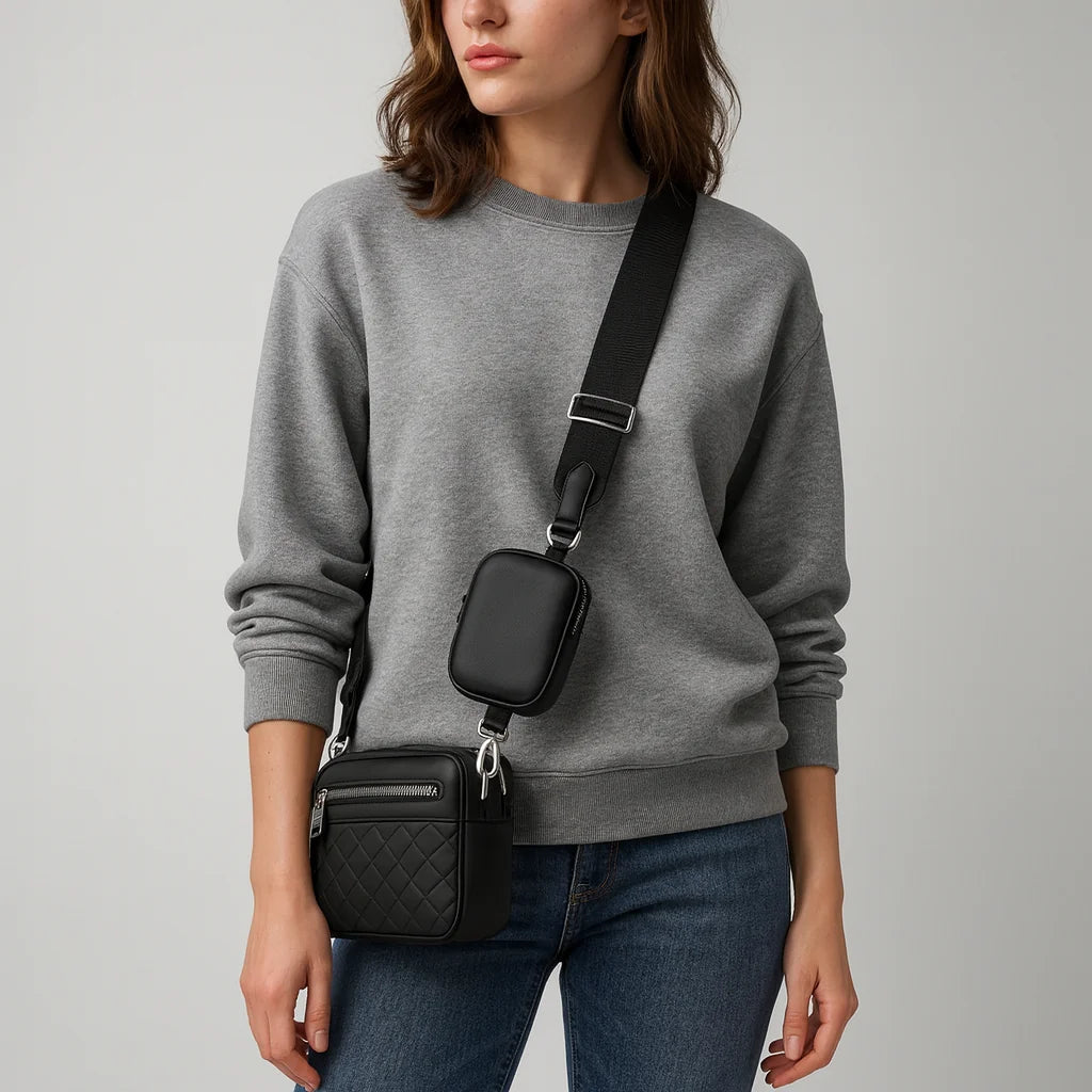 Rhombus PU leather crossbody messenger bag with zipper closure – Serenya Crossbody by Jewellar