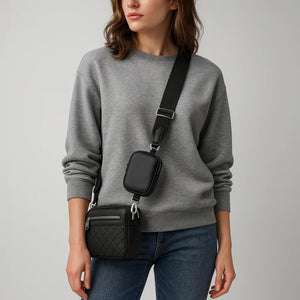 Rhombus PU leather crossbody messenger bag with zipper closure – Serenya Crossbody by Jewellar