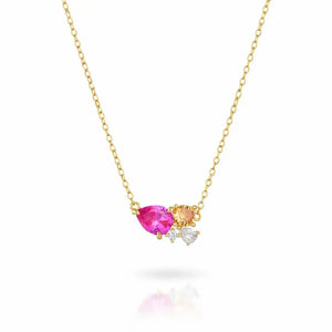 Lumière Colourful Zirconia Cluster Necklace - 14K Gold Plated Sterling Silver Jewellar