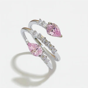 Aurelia Shine 925 sterling silver adjustable ring with geometric design and inlaid gemstone – by Jewellar