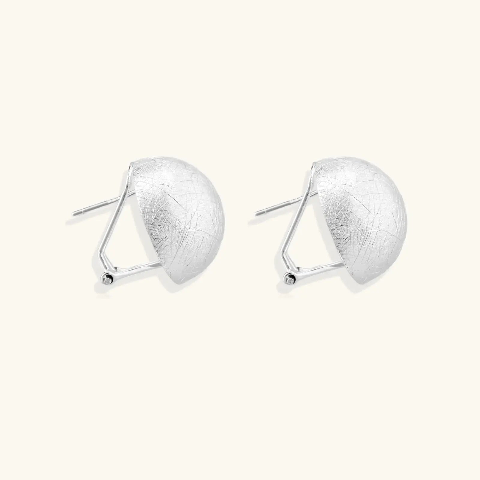 Lunara Dome Clips – 925 Sterling Silver Brushed Earrings Jewellar